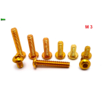 ZŁOTE ALUMINIOWE ŚRUBY ISO 7380 M3